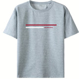 kkboxly  Men's Casual Plus Size "NAUTICA" Graphic T-Shirt, Fashion Stretch Comfortable Tees, Summer Large Loose Male Clothing
