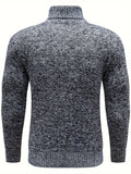 kkboxly  Turtle Neck Knitted Solid Sweater, Men's Casual Warm Slightly Stretch Pullover Sweater For Fall Winter