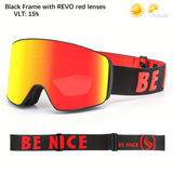 [1pc Magnetic Lens Ski Goggles] BE NICE Adult Ski Goggles, Mirrored Magnetic Lens, Anti-Fog UV400, Snowboard Goggles for Men & Women, Snowmobile Compatible, with TPU Frame, for Alpine, Cross-Country, Telemark, Snowboard, Ice Hockey Sports Eyewear