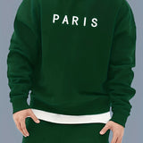kkboxly  PARIS Print Warm Thick Sweatshirt, Men's Casual Graphic Design Slightly Stretch Crew Neck Pullover Sweatshirt For Autumn Winter
