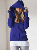 kkboxly   Elegant Solid Zip Up Hoodie With Pocket, Casual Every Day Sweatshirt For Fall & Winter, Women's Clothing