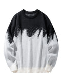 kkboxly  New Trendy And Loose Couple's Wear For Spring And Autumn, Round Neck Contrast Color Knitted Pullover Men's Top, Can Be Worn Indoors And Outdoors, And Is Also A Good Choice As A Gift