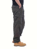 dunnmall  kkboxly  Trendy Cotton Blend Cargo Pants, Men's Multi Flap Pocket Trousers, Loose Casual Outdoor Pants, Men's Work Pants Outdoors Streetwear Hip Hop Style