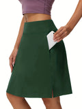 kkboxly  Tennis Sports Mid-Length Skorts, Soft Breathable Quick Drying Yoga Fitness Golf Skirts With Phone Pocket