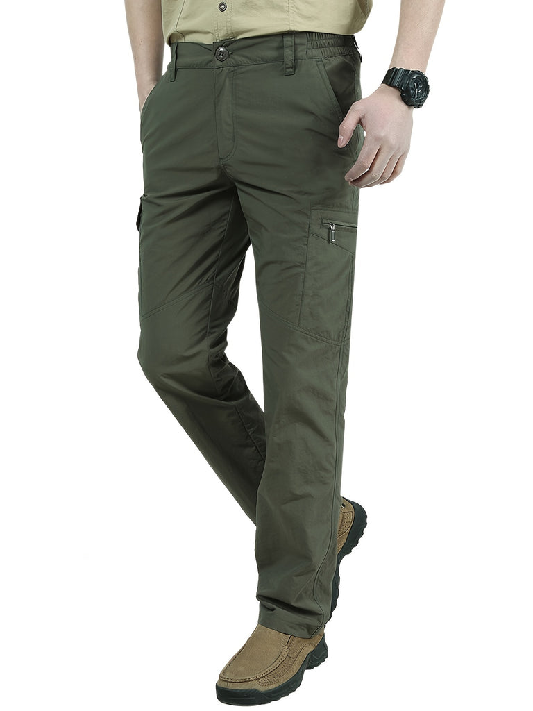 kkboxly  Summer Men Pants Waterproof Cargo Pants Lightweight Quick Drying Tactical Trousers Solid Armygreen Black Pants Man Casual Elastic Waist Men's Trousers Plus Size S-4XL New
