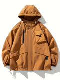 kkboxly  Men's Multi Pocket Winter Hooded Jacket, Chic Windbreaker Jacket For Outdoor Activities