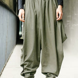kkboxly kkboxly  Men's Solid Cotton Harem Pants, Casual Streetwear Loose Pants For Outdoor