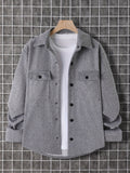 kkboxly  Men's Warm All Match Chest Pocket Jacket, Casual Button Up Lapel Coat For Fall Winter