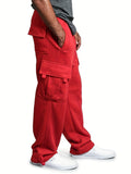 kkboxly Stylish Men's Cargo Pants with Elastic Waist and Multi-Pockets - Comfortable and Durable Sweatpants for Everyday Wear