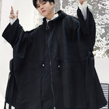 kkboxly  Men's Trendy Oversize Windbreaker, Casual Streetwear Zip Up Loose Hooded Coat For Outdoor