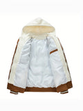 Men's Stylish Puffer Coat With Pockets, Casual Breathable Hooded Zip Up Long Sleeve Warm Top For City Walk Street Hanging Winter Outdoor Activities