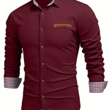 kkboxly  Casual Denim Button Up Shirt, Men's Clothes For Spring And Fall