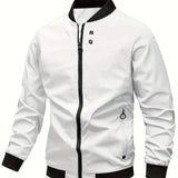 kkboxly  Fashionable Men's Trendy Zipper Versatile Stand Collar Windproof Jacket, Versatile And Comfortable, Suitable For Dates