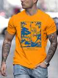 kkboxly kkboxly Japanese Style Painting Print Men's T-shirt, Crew Neck Short Sleeve Tops, Graphic Tee Men's Summer Clothes, Men's Outfits