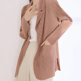 kkboxly  Stripe Textured Open Front Blazer, Casual Long Sleeve Blazer For Fall & Spring, Women's Clothing