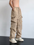 kkboxly  Loose Fit Multi Pocket Cargo Pants, Men's Casual Hip Hop Style Wide Leg Pants For Spring Summer Outdoor