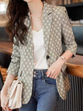 Allover Print Lapel Blazer, Casual Single Breasted Long Sleeve Outerwear, Women's Clothing