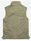 kkboxly  Men's Trendy Solid Vest, Casual Zip Up Loose Sleeveless Jacket For Outdoor Fishing Hiking Trekking