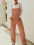 kkboxly  Solid Patched Pockets Knot Strap Overall Jumpsuit, Casual Overall Jumpsuit For Spring & Summer, Women's Clothing