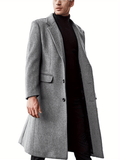 kkboxly  Men's Elegant Trench Coat, Casual Wool-like Fabric Warm Overcoat For Fall Winter