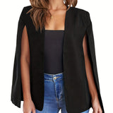 Solid Split Sleeve Blazer Jacket, Casual Open Front Cape Outerwear, Women's Clothing