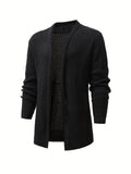 kkboxly  Elegant Slightly Stretch Knit Cardigan Coat, Men's Casual Vintage Style V Neck Sweater Cardigan For Fall Winter