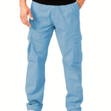 dunnmall  kkboxly  Trendy Solid Cargo Pants, Men's Multi Flap Pocket Trousers, Loose Casual Outdoor Pants, Men's Work Pants Outdoors Streetwear