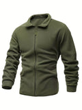kkboxly  Warm Plush Fleece Jacket, Men's Casual Stand Collar Jacket Coat For Fall Winter