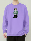 kkboxly  Men's Cartoon Bear Print Crewneck Sweatshirt