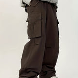 kkboxly  Solid Baggy Pants Multi Flap Pockets Men's Hipster Cargo Pants, Loose Casual Outdoor Pants, Men's Work Pants Streetwear