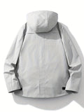 kkboxly  Trend Casual Lightweight Windbreaker Drawstring Hooded Jacket, Men's Sports Jacket For Spring Fall Outdoor