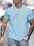 kkboxly  Men's Casual Trendy California Graphic Print Comfortable Crew Neck Short Sleeve T-shirts, Summer Top Tees