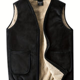 kkboxly  Winter Men's Double-sided Fleece Vest Autumn And Winter Thick Waistcoat
