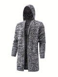kkboxly  All Match Knitted Hooded Cardigan, Men's Casual Warm High Stretch Overcoat Sweater Jacket For Fall Winter