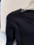 kkboxly  Solid Lettuce Trim Bowknot Pullover Sweater, Casual Long Sleeve Sweater For Spring & Fall, Women's Clothing