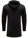 kkboxly  Men's Full Zip Up Casual Warm Hooded Cardigan, Regular Fit Knitted Sweater Jacket Coat With Pockets For Winter Fall