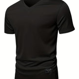 kkboxly  Men's V-neck T-Shirts Casual Sports Loose Short Sleeve Tees Top Summer Clothes