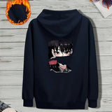 kkboxly  Men's Coffee Drinks And Letter Print Trendy And Versatile Zipper Hoodies Drawstring Fleece Long Sleeve Jacket, Suitable For Autumn And Winter, Suitable For Outdoor Sports