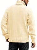 kkboxly  All Match Knitted Cable Sweater, Men's Casual Warm Middle Stretch Turtleneck Pullover Sweater For Men Fall Winter