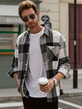kkboxly  Mens Long Sleeve Flannel Plaid Shirt Jacket Casual Button Down Shirt