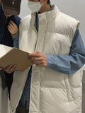 kkboxly  Men's Winter Vest Down Padded Jacket Lightweight Stand Collar Jacket Sleeveless Pockets Vest