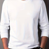 kkboxly  Men's Casual Comfy Solid Long Sleeve T-Shirt, Men's Clothes For Spring Summer Autumn, Tops For Men
