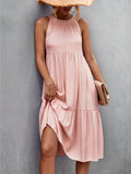 kkboxly  Ruffle Hem Halter Neck Dress, Casual Sleeveless Dress For Spring & Summer, Women's Clothing