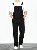 Plus Size Men's Solid Fashion Denim Overalls, Casual Loose Fit Jeans Denim Pants Spring Fall Winter Pants, Men's Clothing