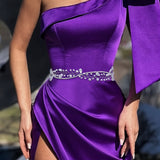 kkboxly  1PC Bridal Wedding Dress Rhinestone Belt Accessories Shiny Silvery Chain Belt