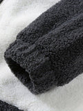 kkboxly  Warm Plush Fleece Jacket, Men's Casual Color Block Stand Collar Jacket Coat For Fall Winter