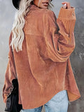 kkboxly  Button Front Solid Shirt, Vintage Long Sleeve Collar Shirt, Women's Clothing