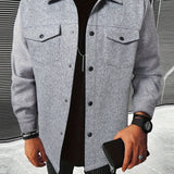 kkboxly  Men's Casual Button Up Lapel Mature Jacket, Retro Elegant Coat