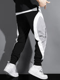 kkboxly  Men's Color Block Joggers, Casual Stretch Waist Drawstring Sweatpants Track Pants