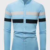 kkboxly  Classic Design Striped Shirt, Men's Casual/Semi-formal Button Up Lapel Long Sleeve Shirt For Spring Summer Business